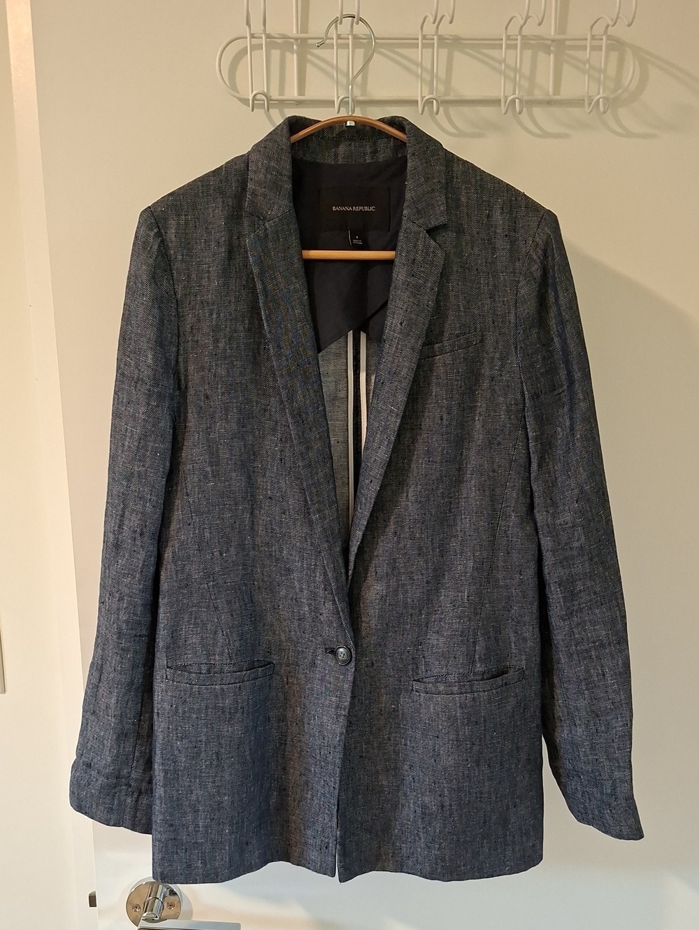 Banana Republic Classic Blue 100% Linen Summer Single-breasted Blazer (US 4)